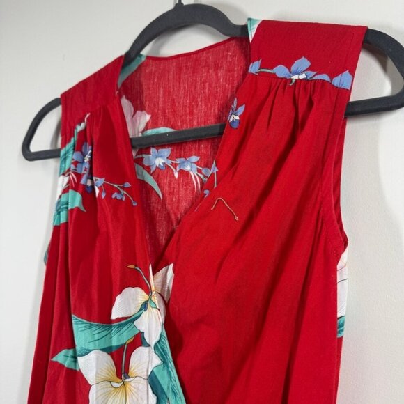 Waltah Clarke's Vintage Hawaiian Red Floral Maxi Dress Size Medium - Picture 5 of 15